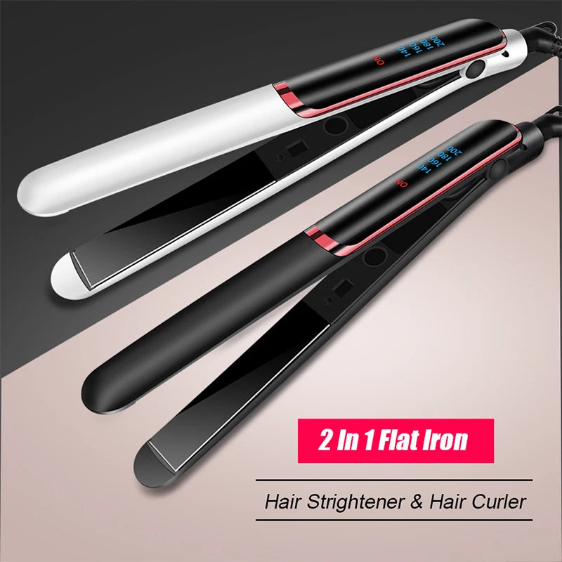 Hair Iron Flat 2-In-1 Ceramic Coating Hair Straightener Comb Hair Curler Beauty Care Iron Healthy Beauty Irons Flat Iron