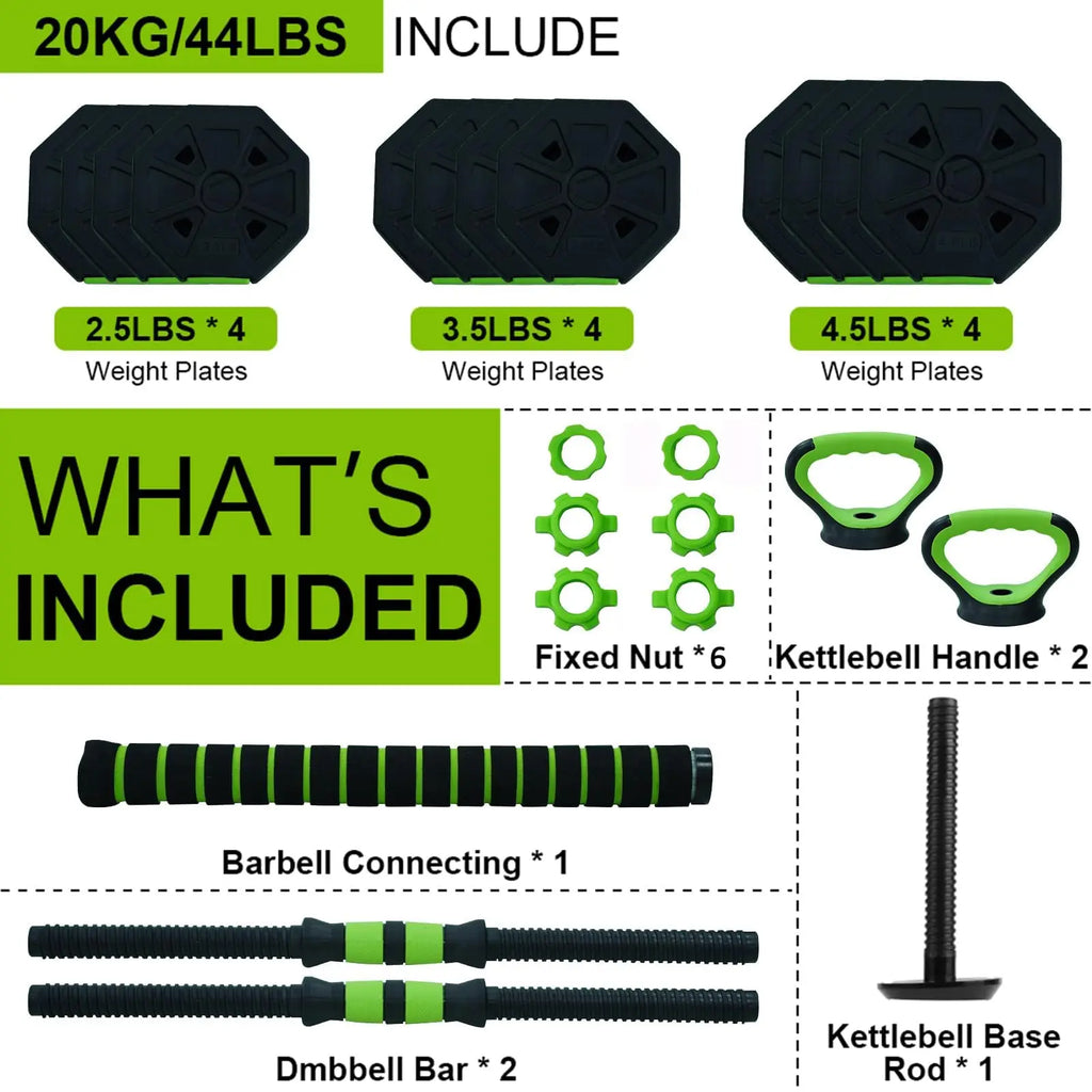 Adjustable Dumbbell Set, Adjustable Weights 44 LBS Free Weight Set for Home Gym