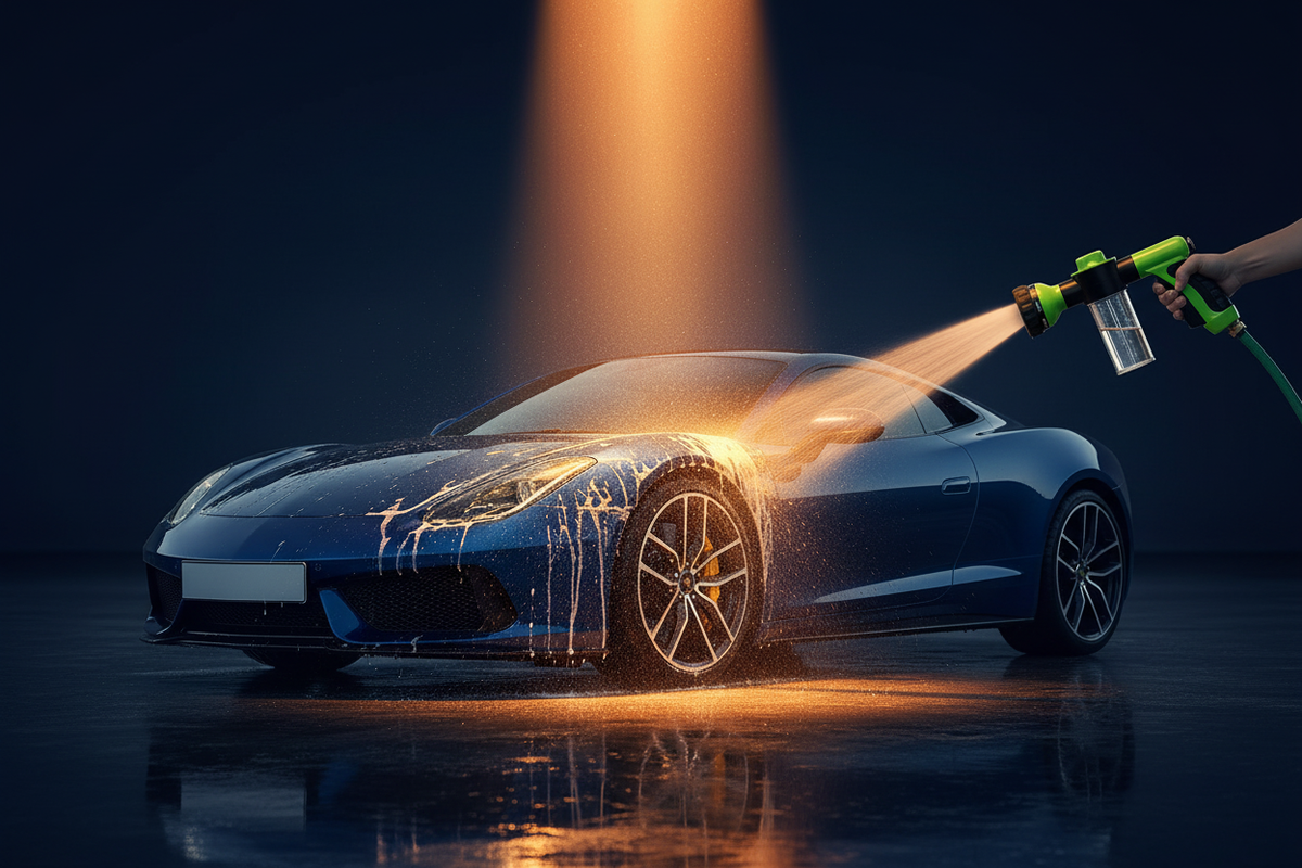 Car Washing - Navy Background